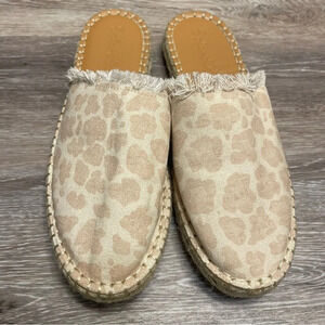Splendid Jessica‎ Espadrille Mule Ivory Cheetah Print Size 8.5